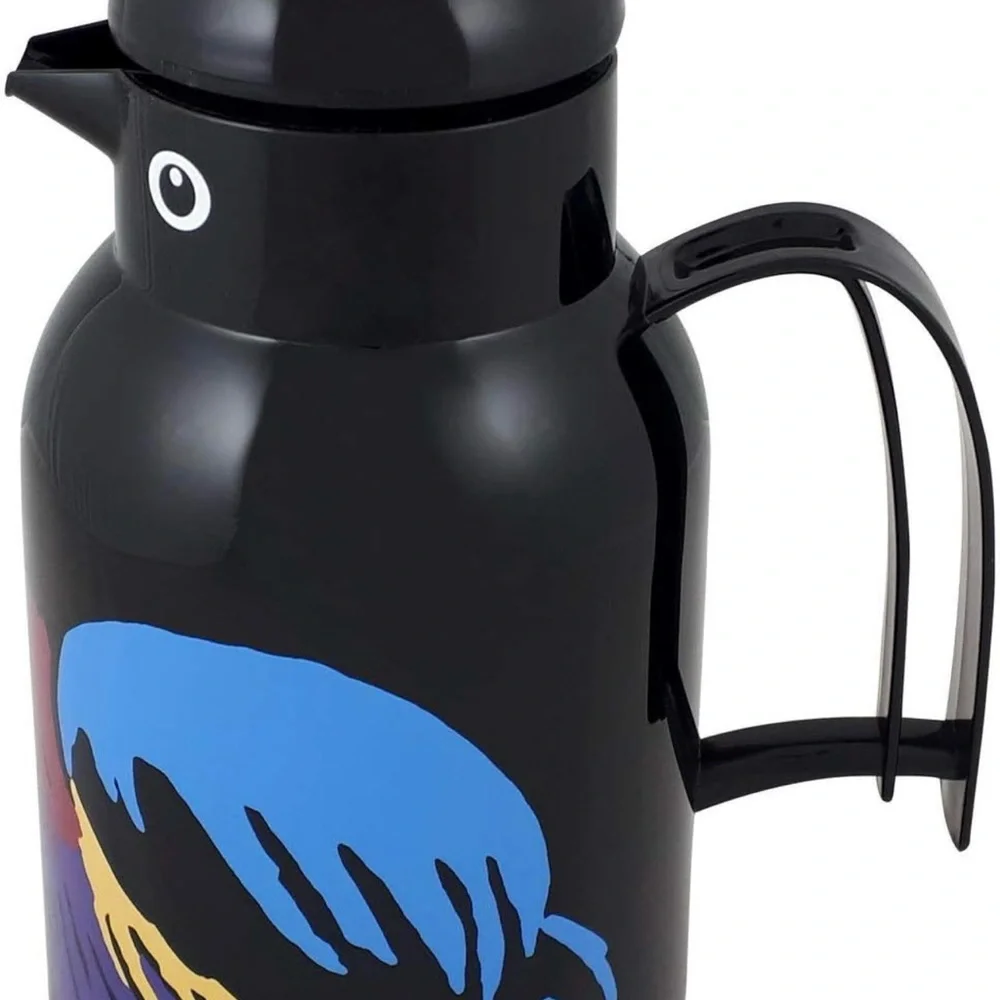 Helios Thermo-Bird Penguin Vacuum Jug 1L Black Colorful Design Made in Germany